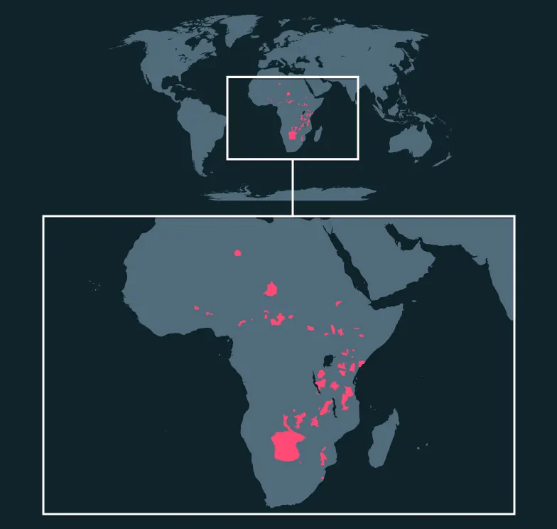 African Wild Dog distribution map