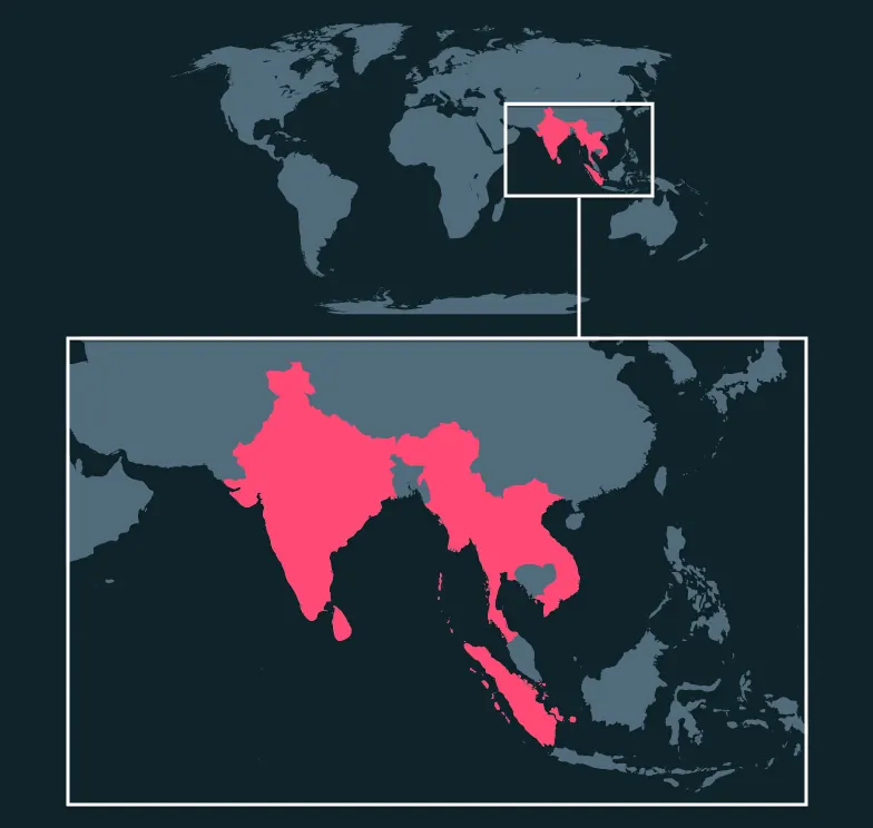 Asian Elephant distribution map