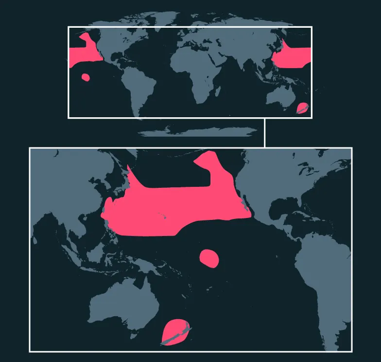 Pacific Bluefin Tuna distribution map