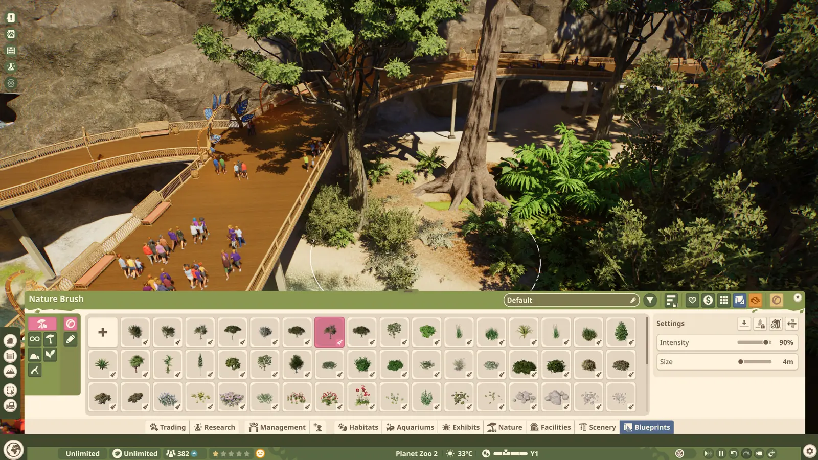 Planet Zoo 2 habitat planning overlay with barrier and terrain tools